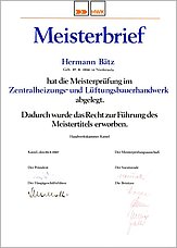 Meisterbrief Hermann Bätz